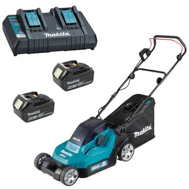Makita DLM382PM2 Accu-Grasmaaier 38 cm 2x18V met 2x 4,0Ah Accu en Lader